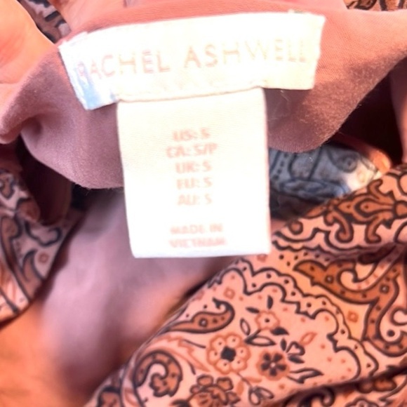 Rachel Ashwell Rust Paisley Tiered Boho Mini Dress EUC Long Sleeve Size S - Picture 7 of 11